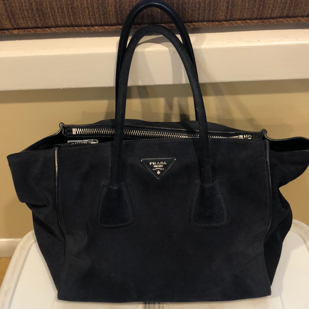 Authentic Prada navy suede bag